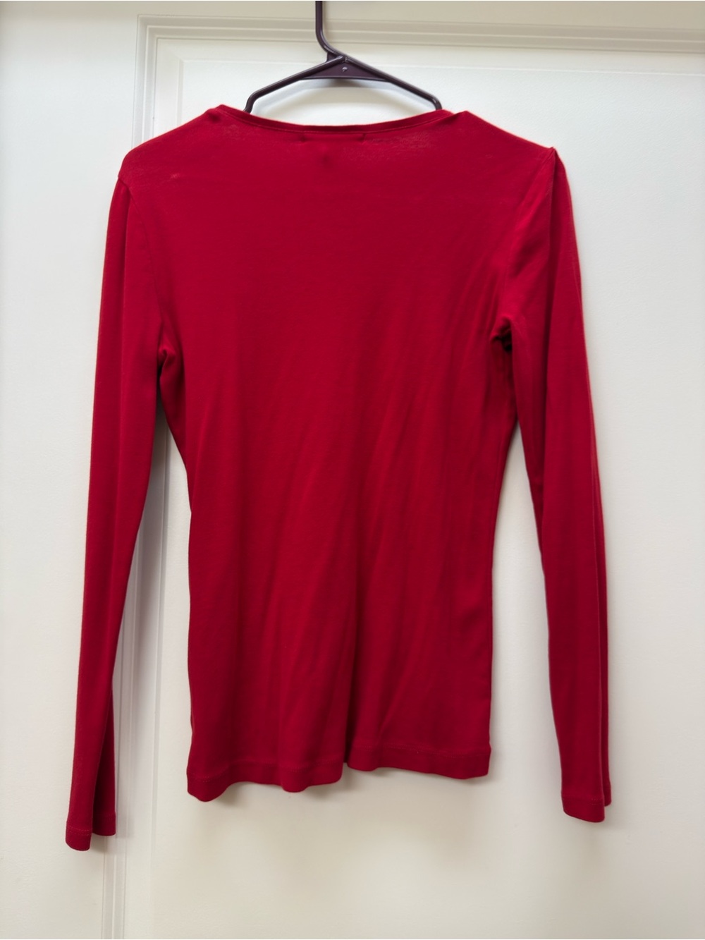 Lauren Ralph Lauren Red V-Neck Long-Sleeve Top - Picture 2 of 4